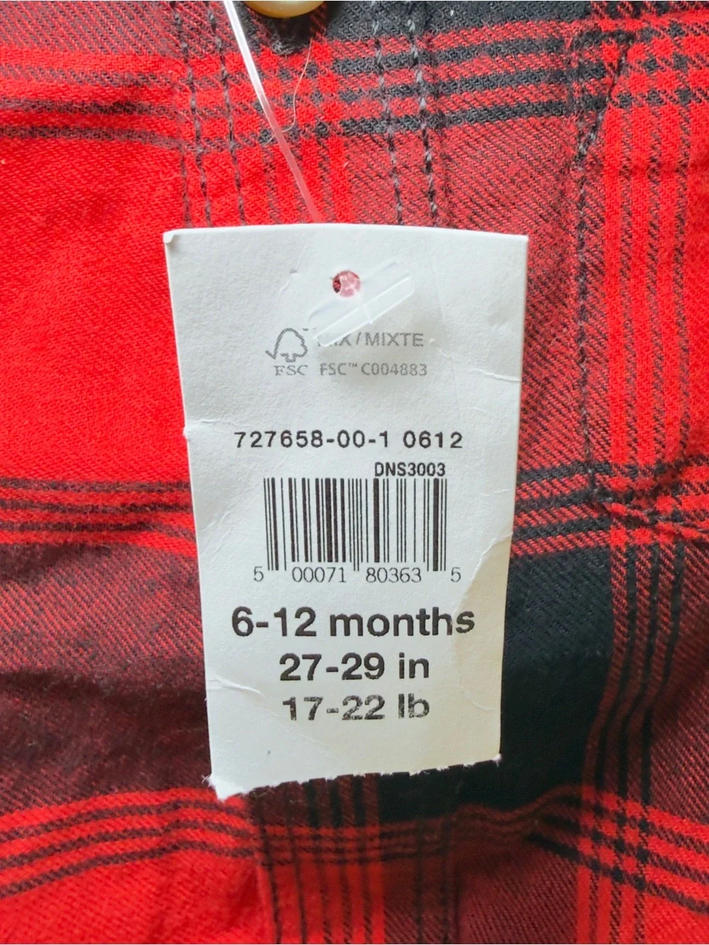 Baby Gap Red Black Buffalo Plaid Bodysuit  6-12 Months